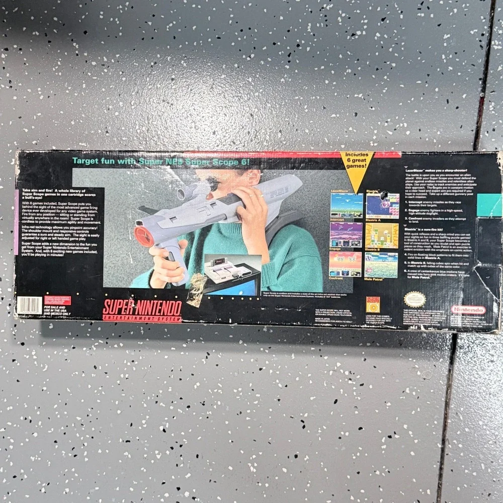 Nintendo Super Scope 6 SNES Light Gun Accessory with Game Cartridge CIB Boxed